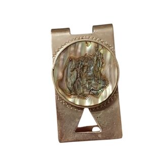 Sterling Silver Plata (MAP) Mexico Mother of pearl￼ Money Clip Circa 1950
